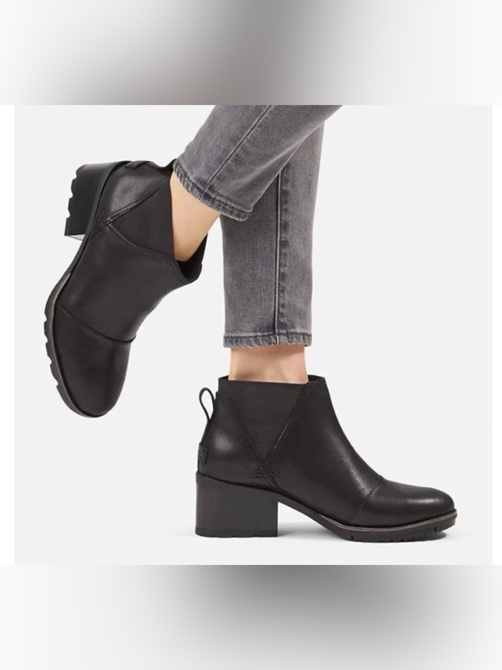 SOREL Black Leather Cate Chelsea Ankle Boots Size 8